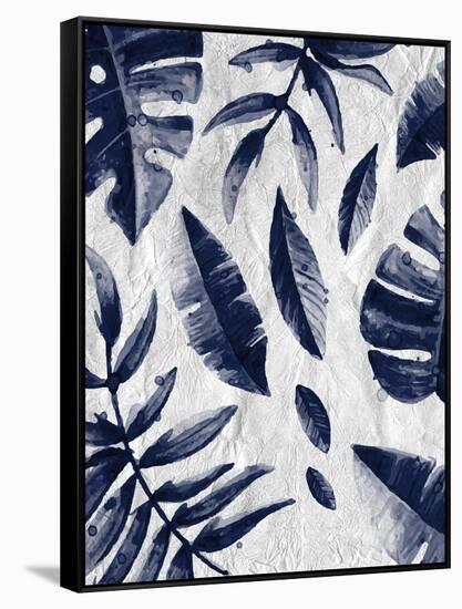 Tropic Indigo Leaves 1-Kimberly Allen-Framed Stretched Canvas
