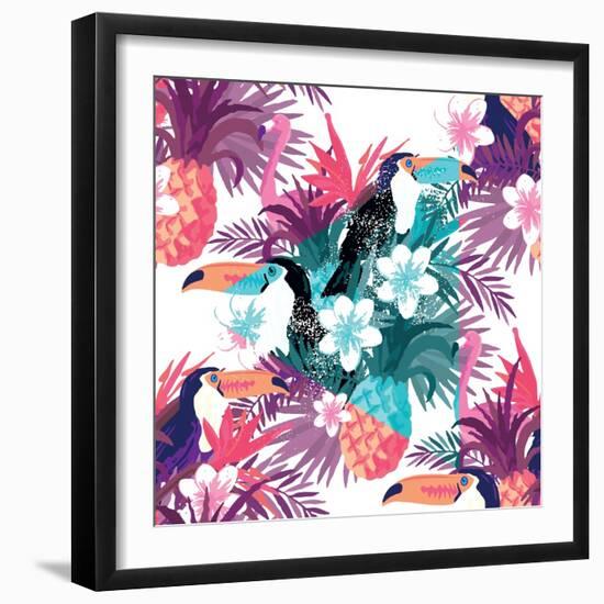 Tropical Abstract Vector. Seamless Illustration-James Thew-Framed Art Print