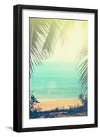 Tropical Background with Sea Beach and Palm Trees in the Vintage Style-natashamam-Framed Photographic Print