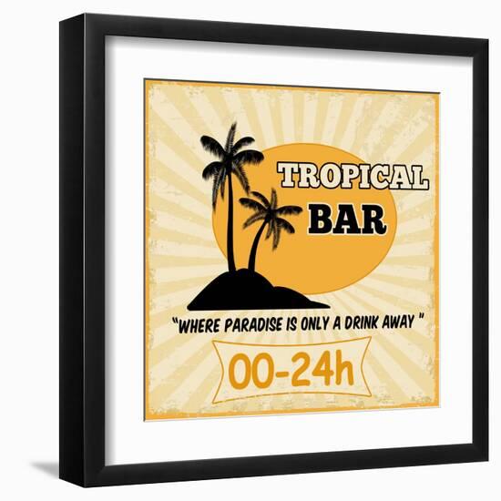 Tropical Bar Vintage Poster-radubalint-Framed Art Print