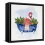 Tropical Bath Flamingo I-Sally Swatland-Framed Stretched Canvas