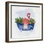 Tropical Bath Flamingo I-Sally Swatland-Framed Art Print