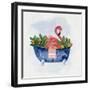 Tropical Bath Flamingo I-Sally Swatland-Framed Art Print
