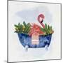 Tropical Bath Flamingo I-Sally Swatland-Mounted Art Print