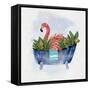 Tropical Bath Flamingo II-Sally Swatland-Framed Stretched Canvas