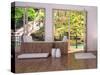 Tropical Bathroom Interior with Bathtub and Window with Landscape View-PlusONE-Stretched Canvas
