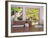 Tropical Bathroom Interior with Bathtub and Window with Landscape View-PlusONE-Framed Photographic Print