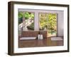 Tropical Bathroom Interior with Bathtub and Window with Landscape View-PlusONE-Framed Photographic Print