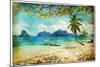 Tropical Beach - Artwork In Painting Style-Maugli-l-Mounted Art Print