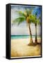 Tropical Beach - Artwork In Painting Style-Maugli-l-Framed Stretched Canvas