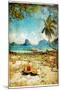 Tropical Beach - Artwork In Painting Style-Maugli-l-Mounted Art Print