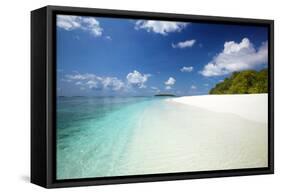 Tropical Beach, Baa Atoll, Maldives, Indian Ocean, Asia-Sakis Papadopoulos-Framed Stretched Canvas