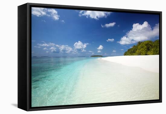 Tropical Beach, Baa Atoll, Maldives, Indian Ocean, Asia-Sakis Papadopoulos-Framed Stretched Canvas