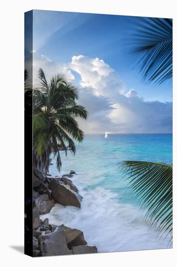 Tropical Beach, La Digue, Seychelles-Jon Arnold-Stretched Canvas