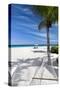Tropical beach, landscape with hammock and white sand, The Maldives, Indian Ocean, Asia-Sakis Papadopoulos-Stretched Canvas