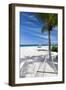 Tropical beach, landscape with hammock and white sand, The Maldives, Indian Ocean, Asia-Sakis Papadopoulos-Framed Photographic Print