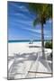 Tropical beach, landscape with hammock and white sand, The Maldives, Indian Ocean, Asia-Sakis Papadopoulos-Mounted Photographic Print