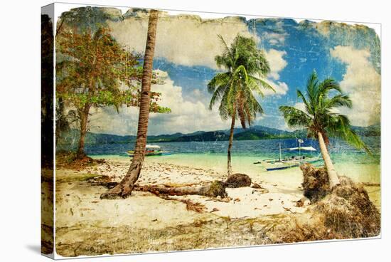 Tropical Beach -Retro Styled Picture-Maugli-l-Stretched Canvas