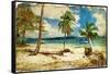 Tropical Beach -Retro Styled Picture-Maugli-l-Framed Stretched Canvas