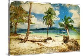 Tropical Beach -Retro Styled Picture-Maugli-l-Stretched Canvas