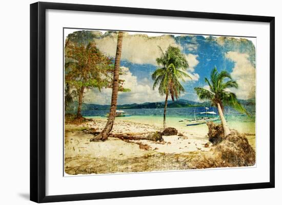 Tropical Beach -Retro Styled Picture-Maugli-l-Framed Art Print