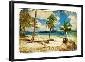 Tropical Beach -Retro Styled Picture-Maugli-l-Framed Art Print