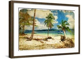 Tropical Beach -Retro Styled Picture-Maugli-l-Framed Art Print