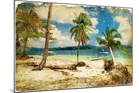 Tropical Beach -Retro Styled Picture-Maugli-l-Mounted Art Print