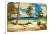 Tropical Beach -Retro Styled Picture-Maugli-l-Framed Art Print