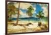 Tropical Beach -Retro Styled Picture-Maugli-l-Framed Art Print