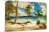 Tropical Beach -Retro Styled Picture-Maugli-l-Mounted Art Print