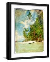 Tropical Beach -Retro Styled Picture-Maugli-l-Framed Art Print