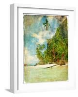 Tropical Beach -Retro Styled Picture-Maugli-l-Framed Art Print