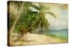 Tropical Beach -Retro Styled Picture-Maugli-l-Stretched Canvas