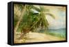 Tropical Beach -Retro Styled Picture-Maugli-l-Framed Stretched Canvas