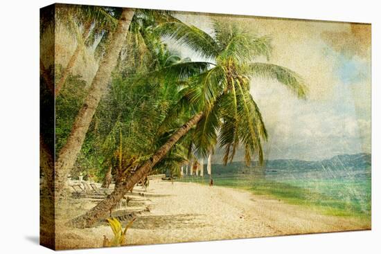 Tropical Beach -Retro Styled Picture-Maugli-l-Stretched Canvas
