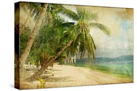 Tropical Beach -Retro Styled Picture-Maugli-l-Stretched Canvas