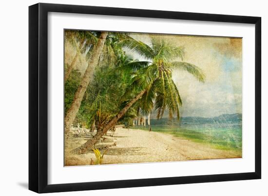 Tropical Beach -Retro Styled Picture-Maugli-l-Framed Photographic Print