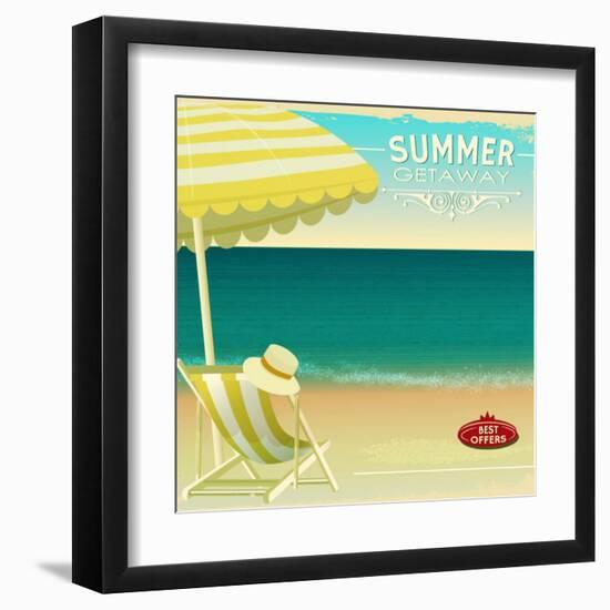 Tropical Beach Summer Poster-LanaN.-Framed Art Print