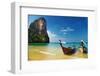 Tropical Beach, Traditional Long Tail Boats, Andaman Sea, Thailand-Dmitry Pichugin-Framed Photographic Print