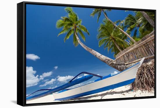 Tropical Beach View-pashapixel-Framed Stretched Canvas