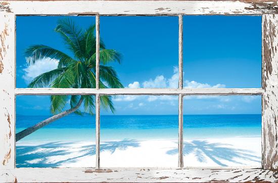 Tropical Beach Window-null-Lamina Framed Poster