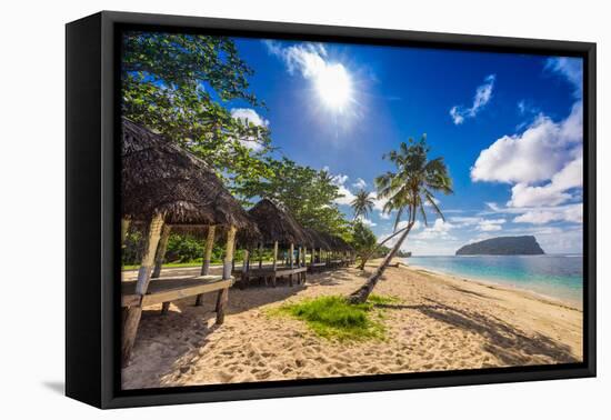 Tropical Beach with a Coconut Palm Trees and a Beach Fales, Samoa Islands-Martin Valigursky-Framed Stretched Canvas