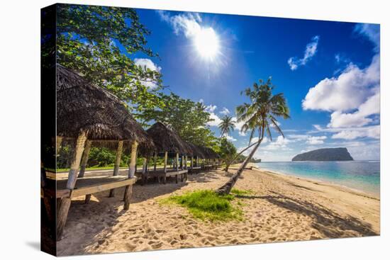Tropical Beach with a Coconut Palm Trees and a Beach Fales, Samoa Islands-Martin Valigursky-Stretched Canvas