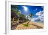 Tropical Beach with a Coconut Palm Trees and a Beach Fales, Samoa Islands-Martin Valigursky-Framed Photographic Print