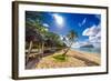 Tropical Beach with a Coconut Palm Trees and a Beach Fales, Samoa Islands-Martin Valigursky-Framed Photographic Print