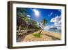Tropical Beach with a Coconut Palm Trees and a Beach Fales, Samoa Islands-Martin Valigursky-Framed Photographic Print