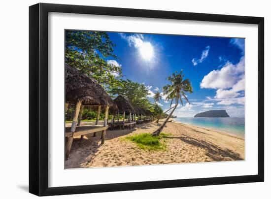 Tropical Beach with a Coconut Palm Trees and a Beach Fales, Samoa Islands-Martin Valigursky-Framed Photographic Print