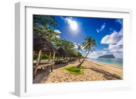 Tropical Beach with a Coconut Palm Trees and a Beach Fales, Samoa Islands-Martin Valigursky-Framed Photographic Print