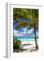 Tropical Beach with Beautiful Palm-pashapixel-Framed Photographic Print